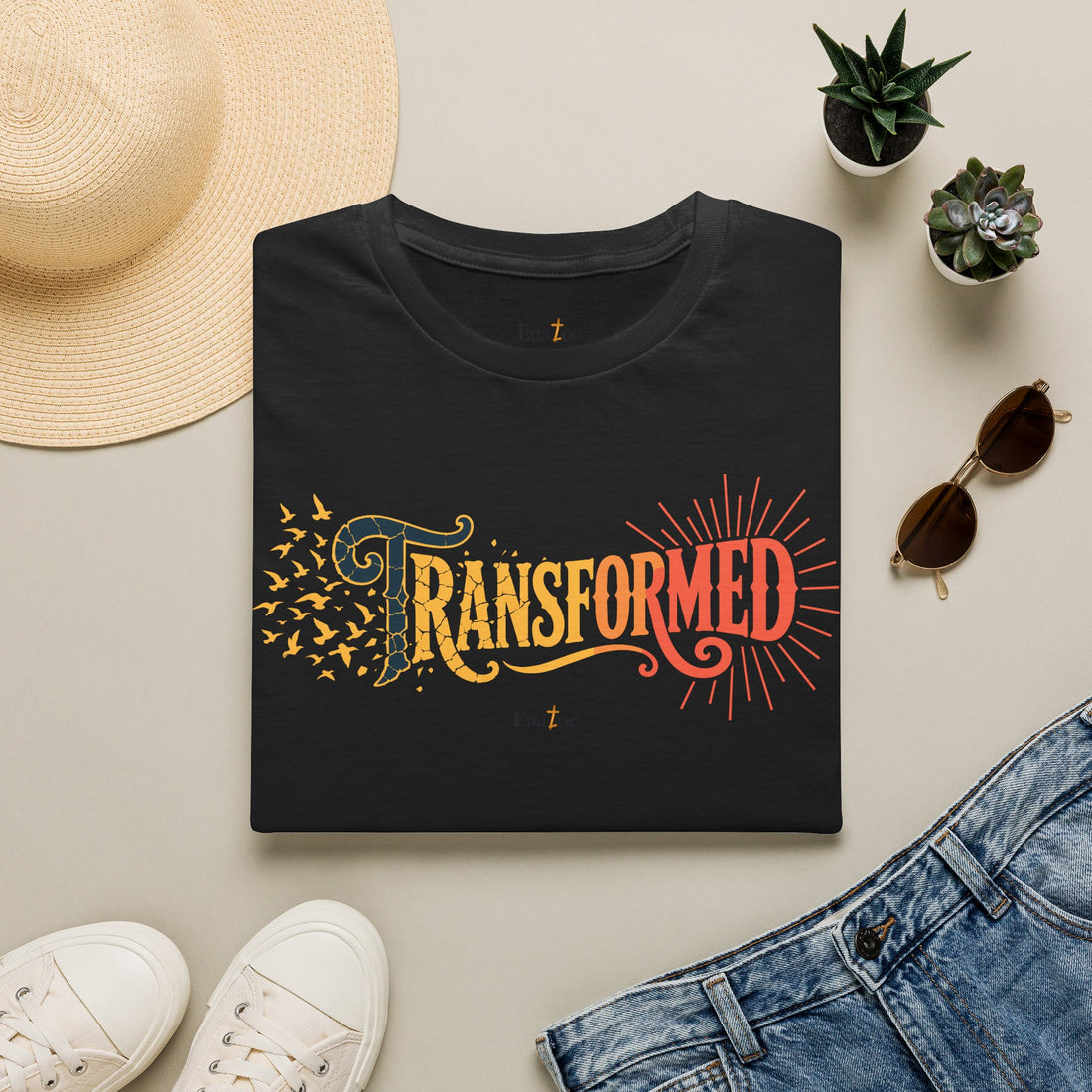 "Transformed" Tee — "Transformed" Script Graphic Christian Faith Shirt