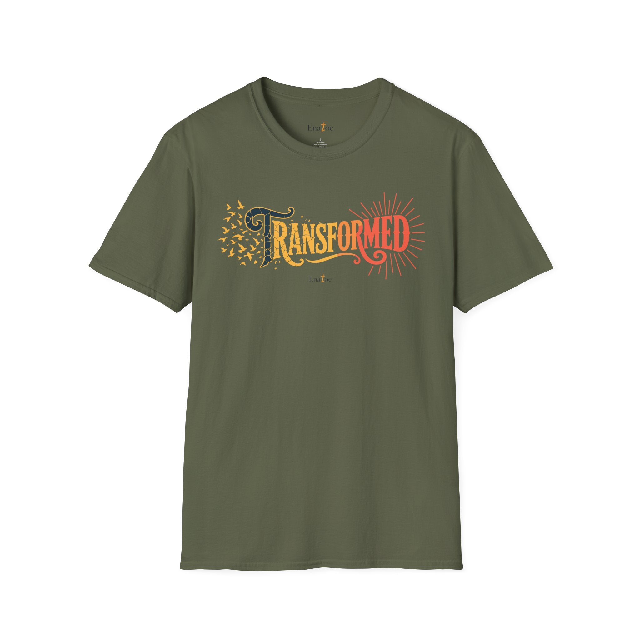 "Transformed" Tee — "Transformed" Script Graphic Christian Faith Shirt