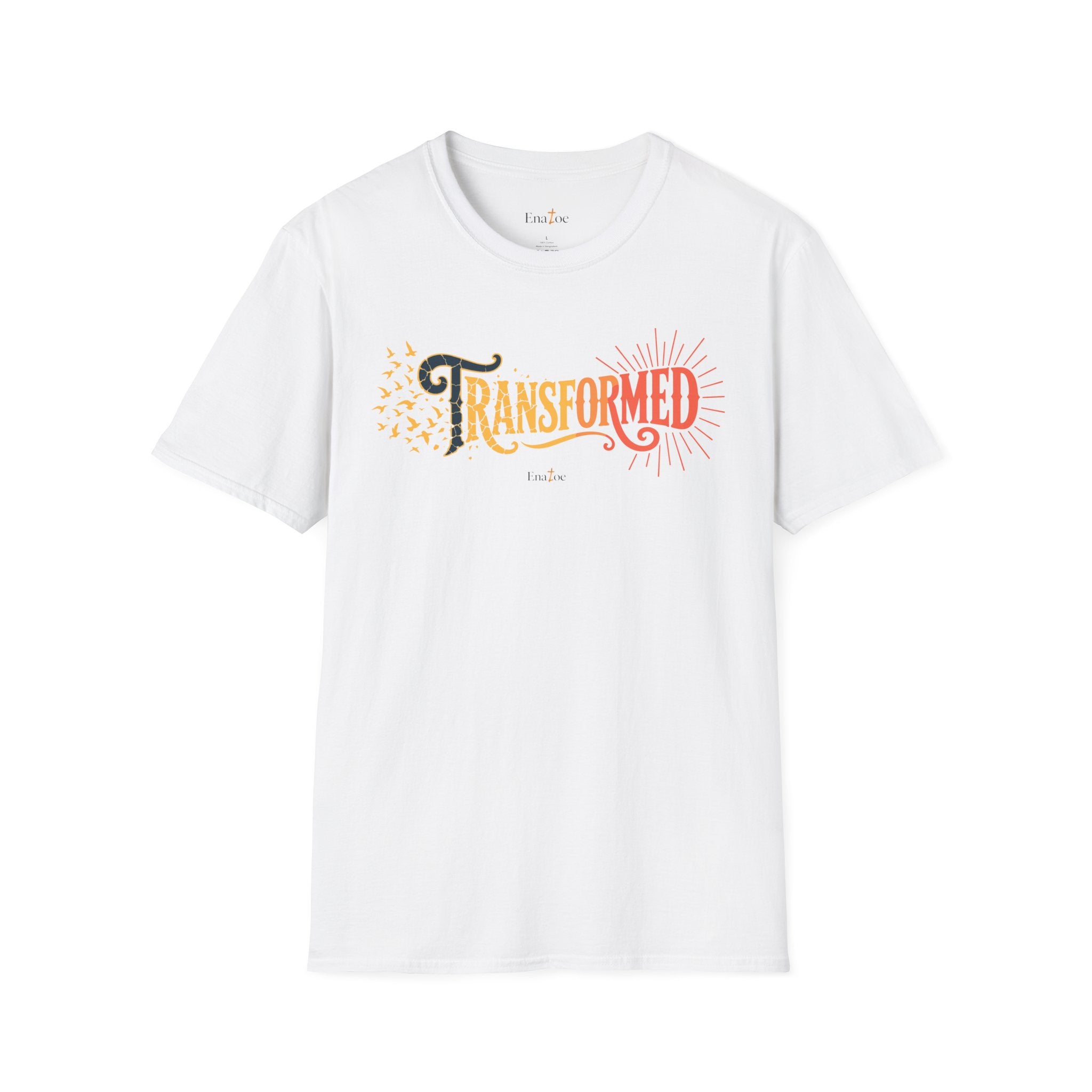 "Transformed" Tee — "Transformed" Script Graphic Christian Faith Shirt