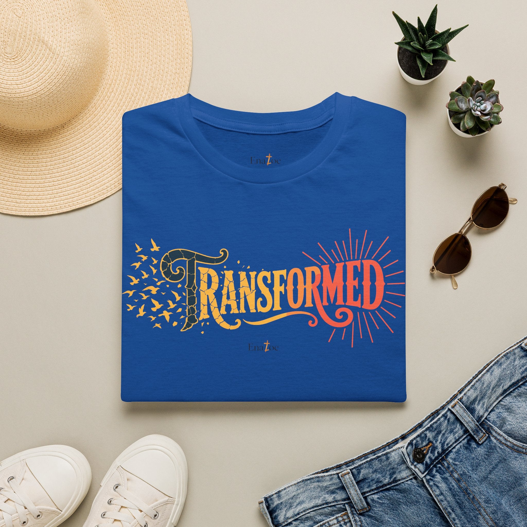 "Transformed" Tee — "Transformed" Script Graphic Christian Faith Shirt