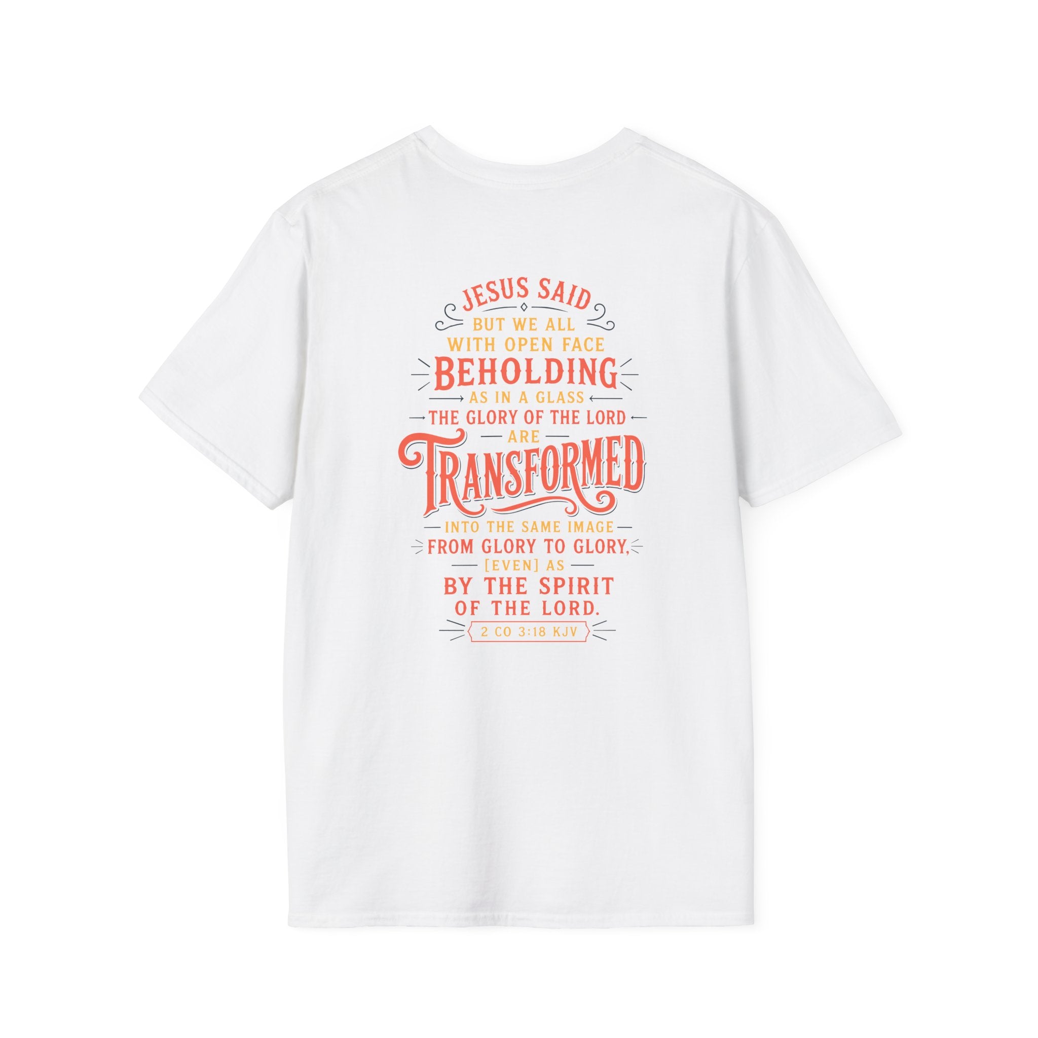 "Transformed" Tee — "Transformed" Script Graphic Christian Faith Shirt