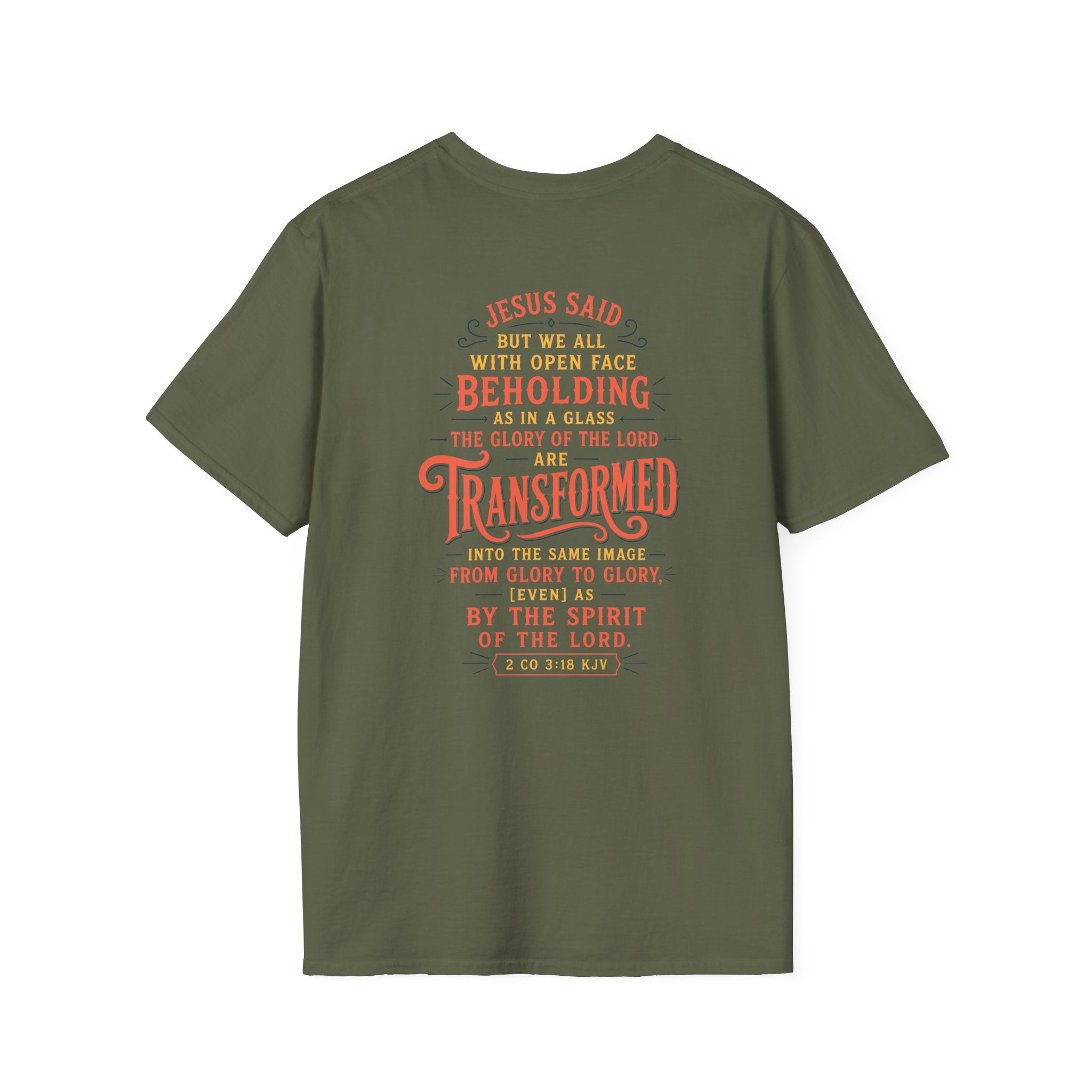 "Transformed" Tee — "Transformed" Script Graphic Christian Faith Shirt
