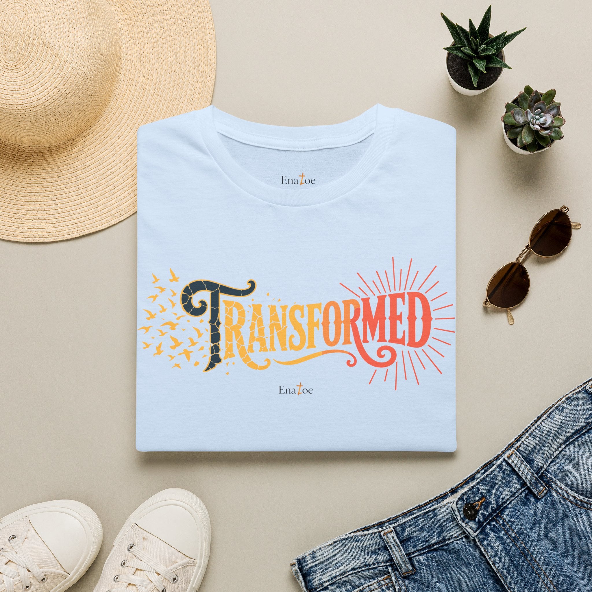 "Transformed" Tee — "Transformed" Script Graphic Christian Faith Shirt