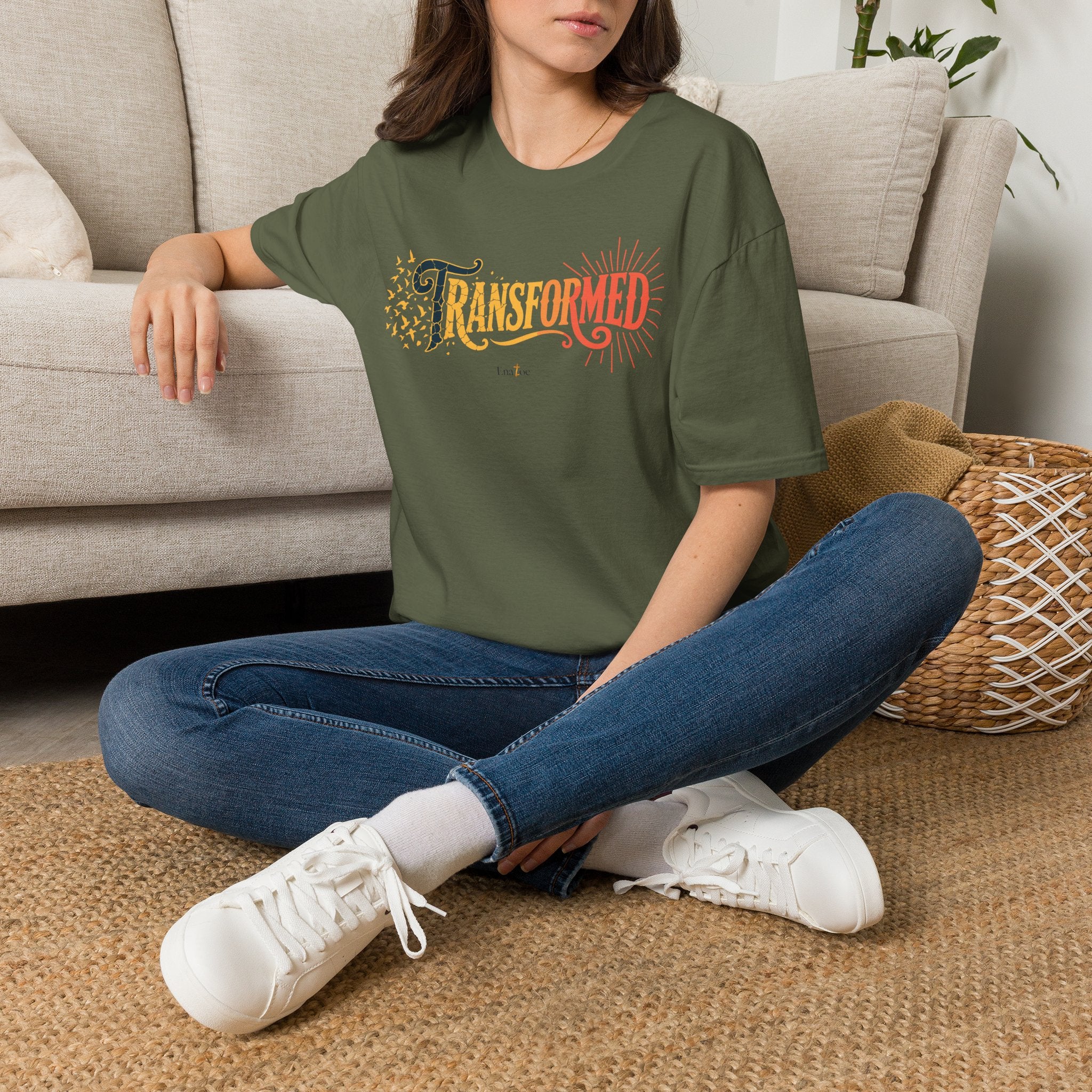 "Transformed" Tee — "Transformed" Script Graphic Christian Faith Shirt