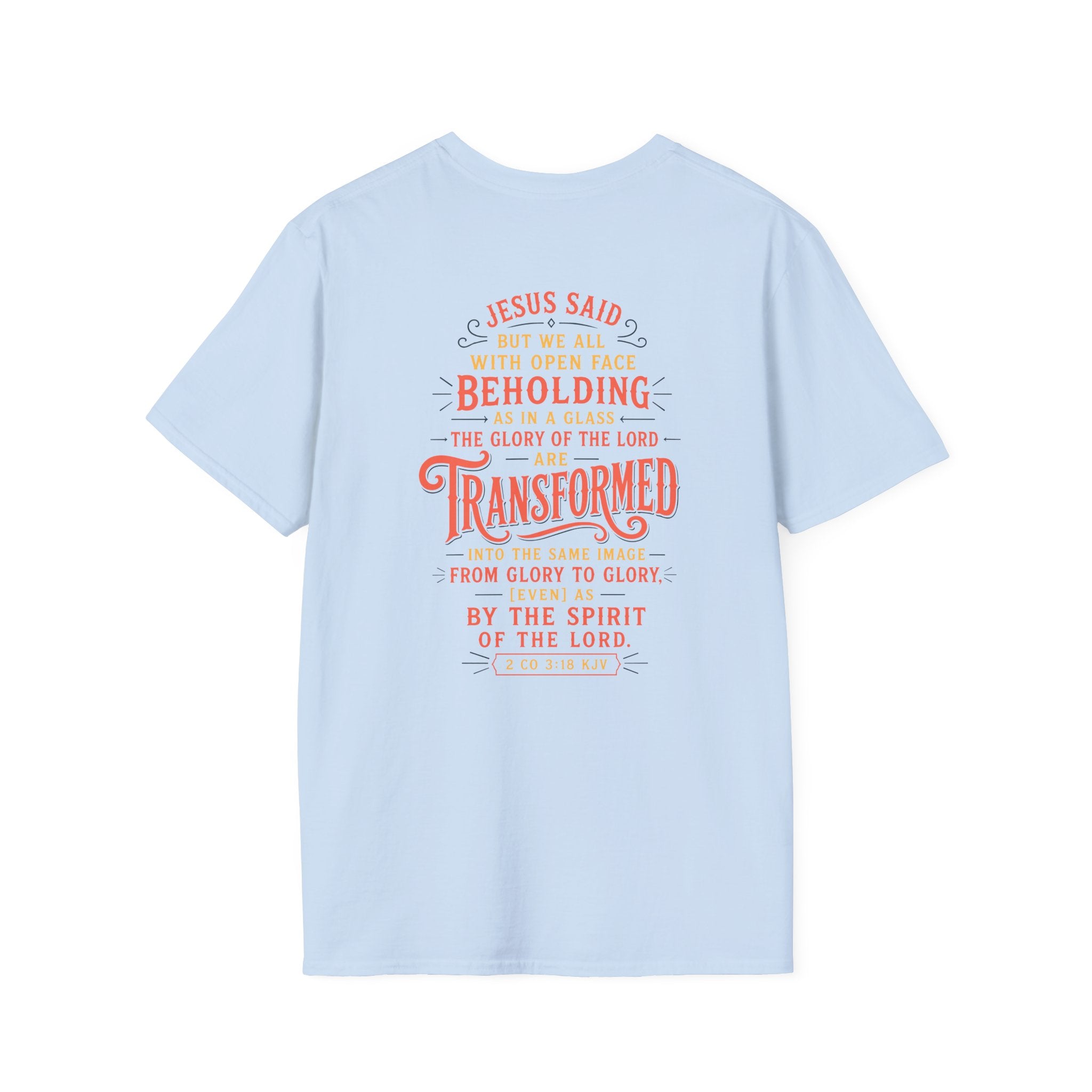 "Transformed" Tee — "Transformed" Script Graphic Christian Faith Shirt