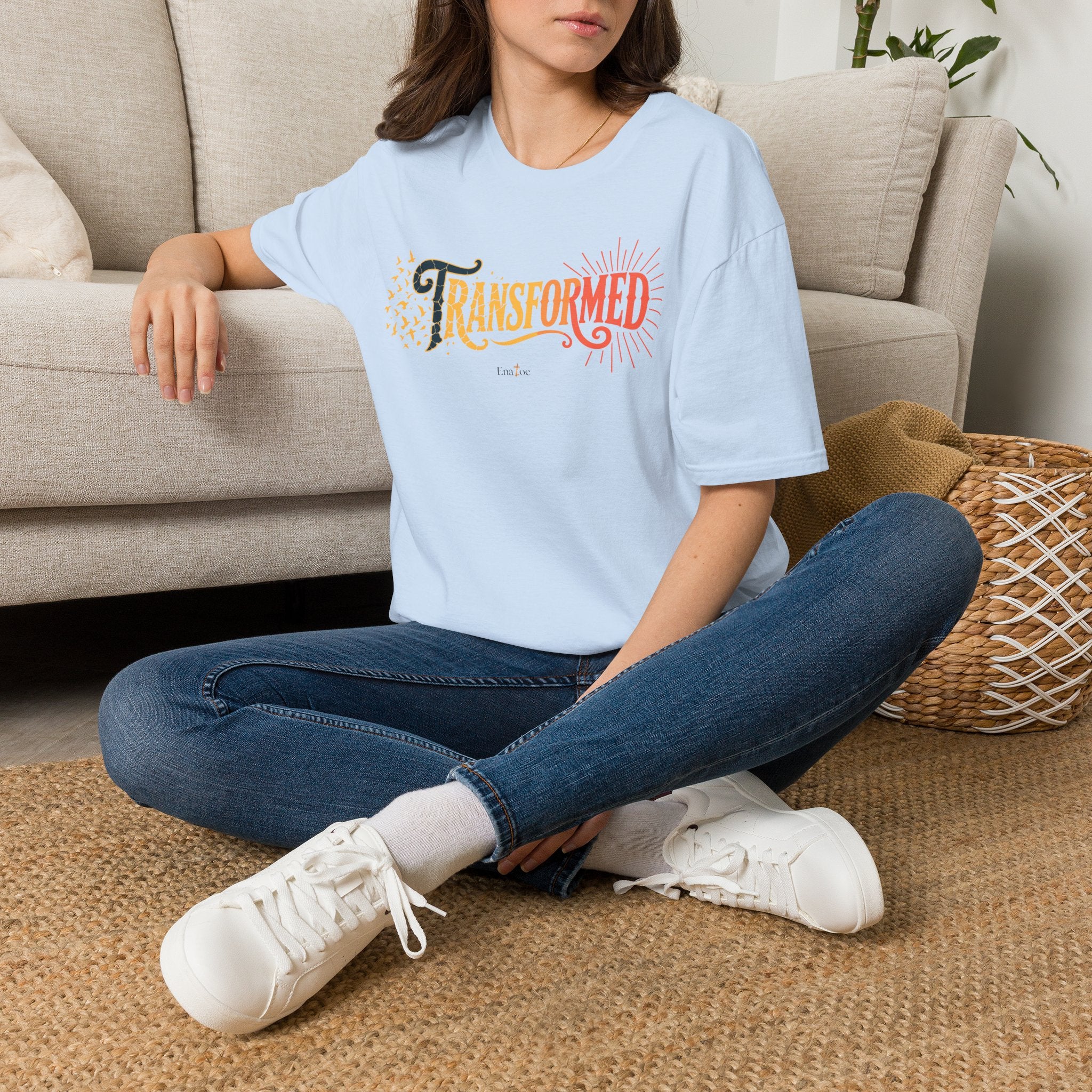 "Transformed" Tee — "Transformed" Script Graphic Christian Faith Shirt